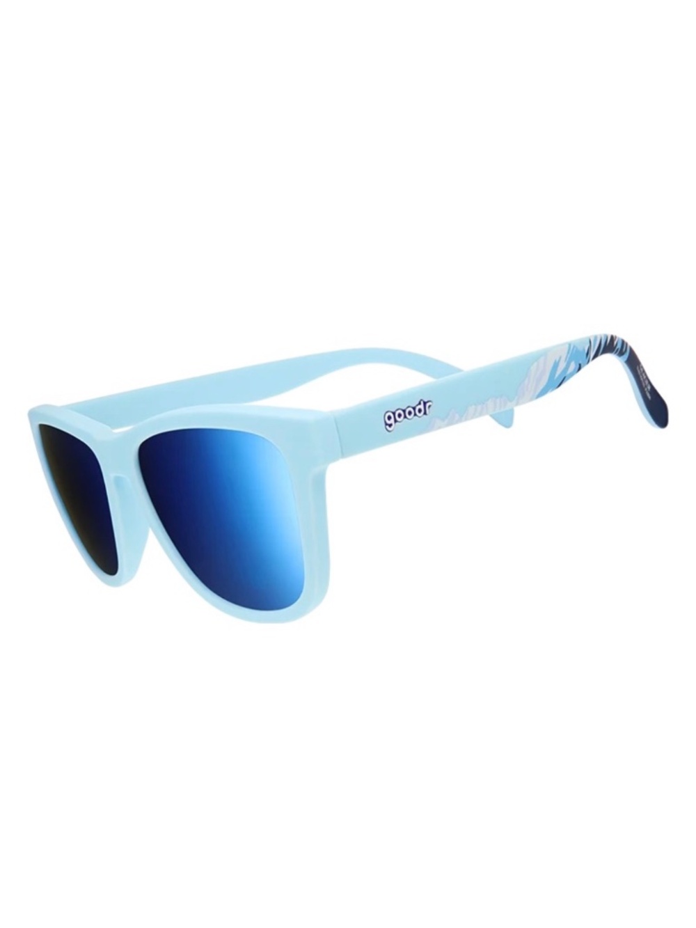 goodr Glacier National Park Sunglasses Baby Blue with Mirror Lens 100% UV400 NWT